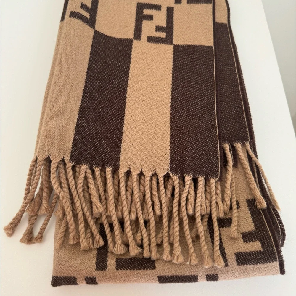 FENDI ZUCCA WOOL SCARF- REVERSIBLE WITH COA